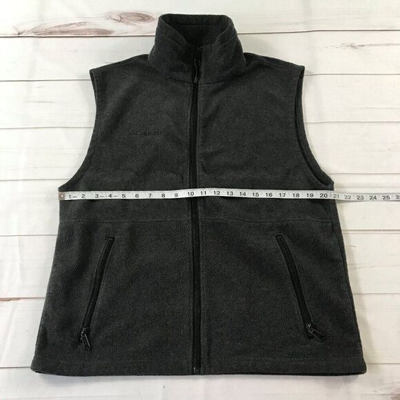 Columbia Men Medium Gray Fleece Full Zip Vest - Picture 4 of 8